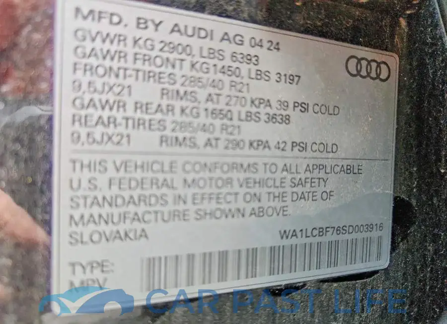 WA1LCBF76SD003916# 13