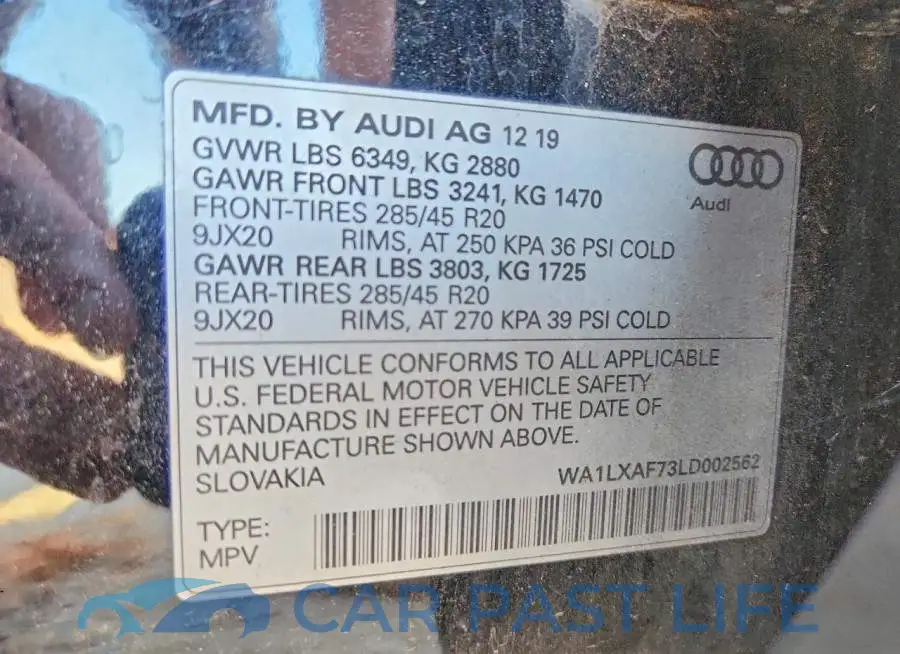 WA1LXAF73LD002562# 13