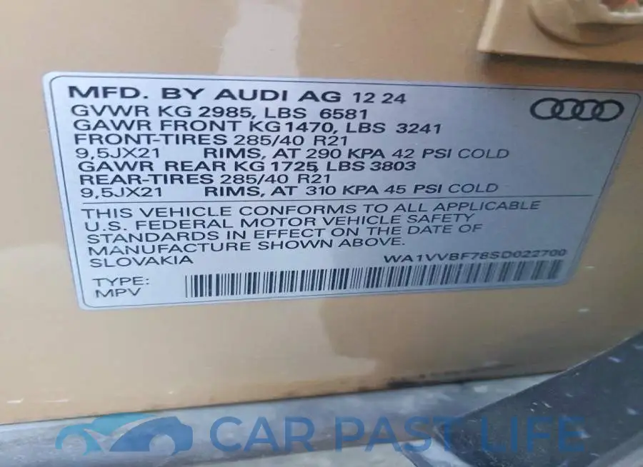 WA1VVBF78SD022700# 13