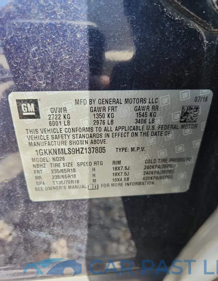 1GKKNMLS9HZ137805# 14