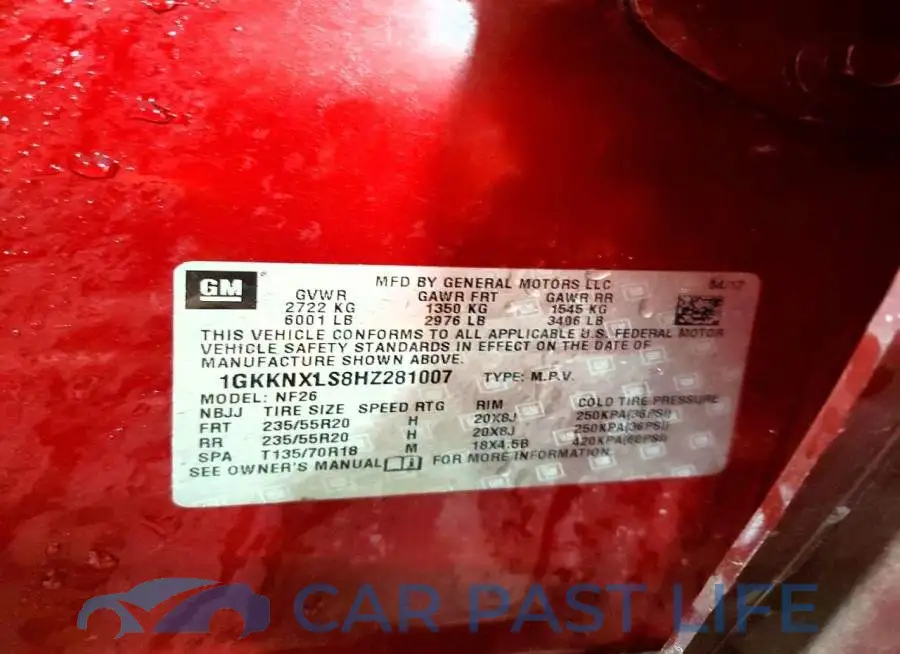 1GKKNXLS8HZ281007# 13
