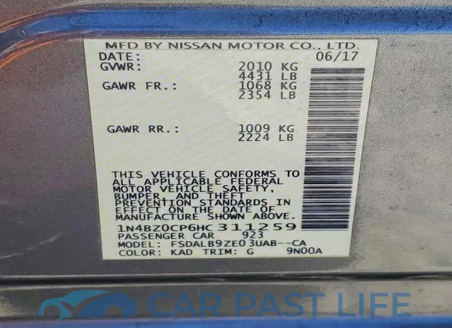 1N4BZ0CP6HC311259# 12