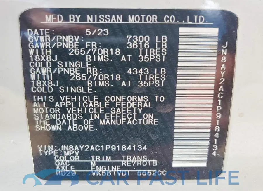 JN8AY2AC1P9184134# 13