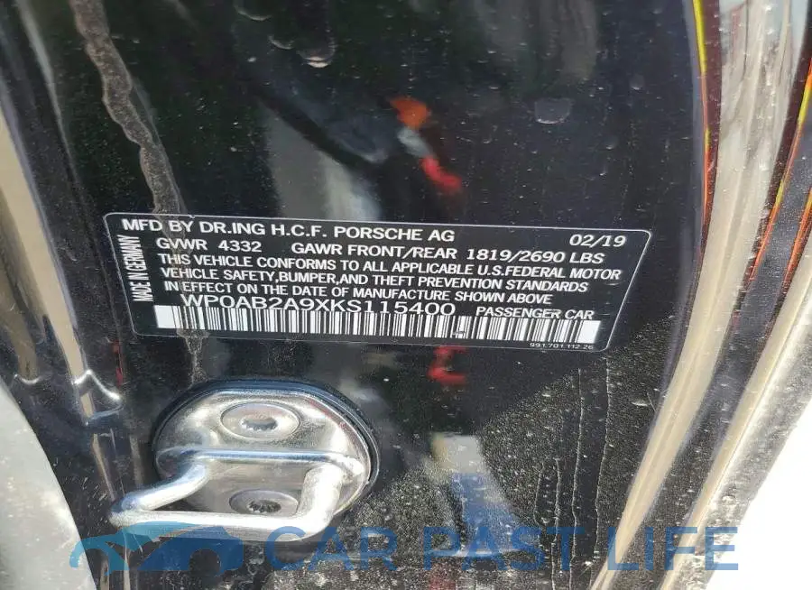 WP0AB2A9XKS115400# 12
