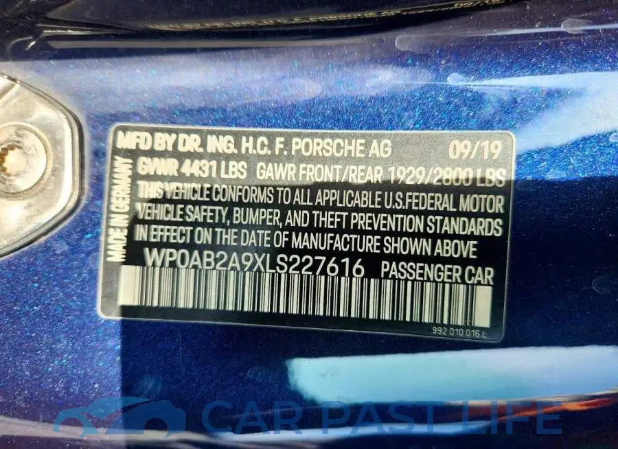 WP0AB2A9XLS227616# 12