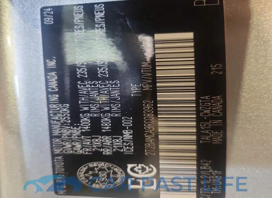 2T2BAMCA9RC083962# 14