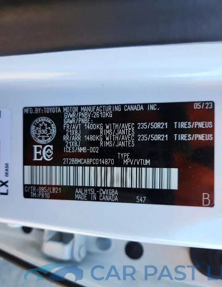 2T2BBMCA8PC014870# 14