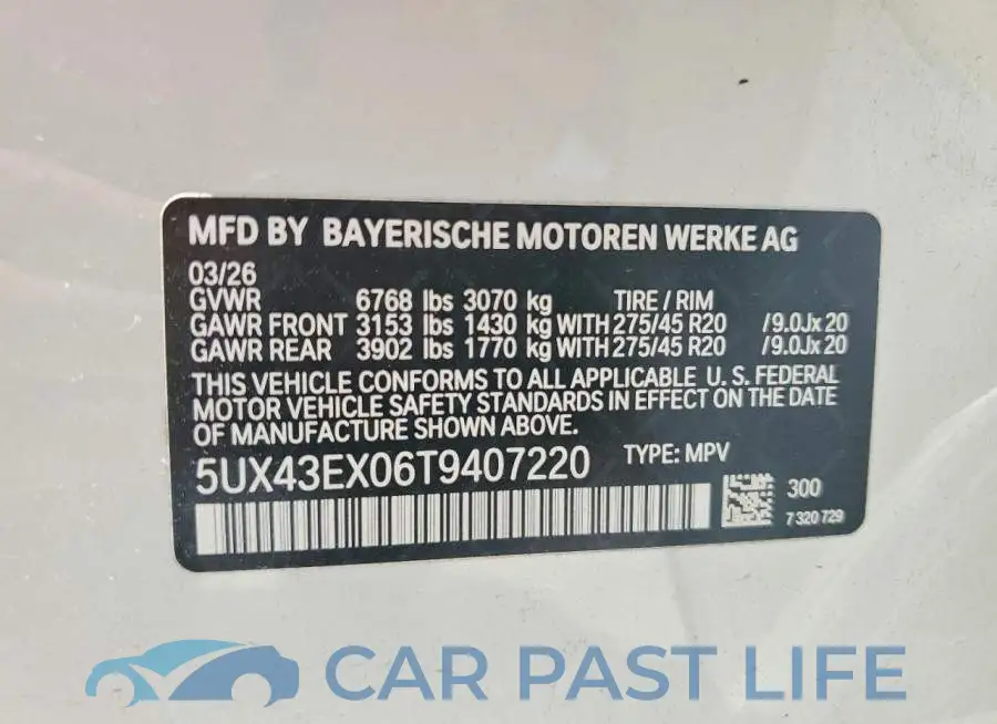 5UX43EX06T9407220# 13