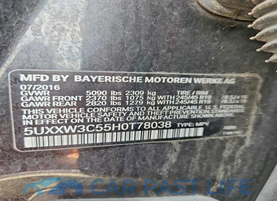 5UXXW3C55H0T78038# 13