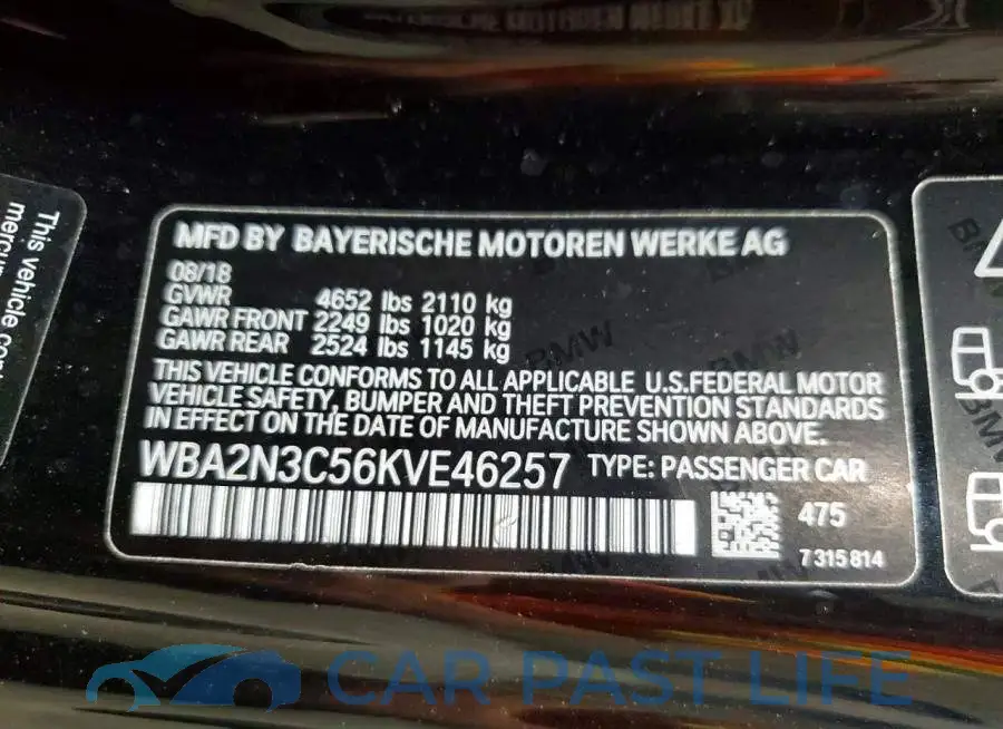 WBA2N3C56KVE46257# 12