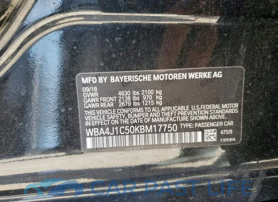 WBA4J1C50KBM17750# 12