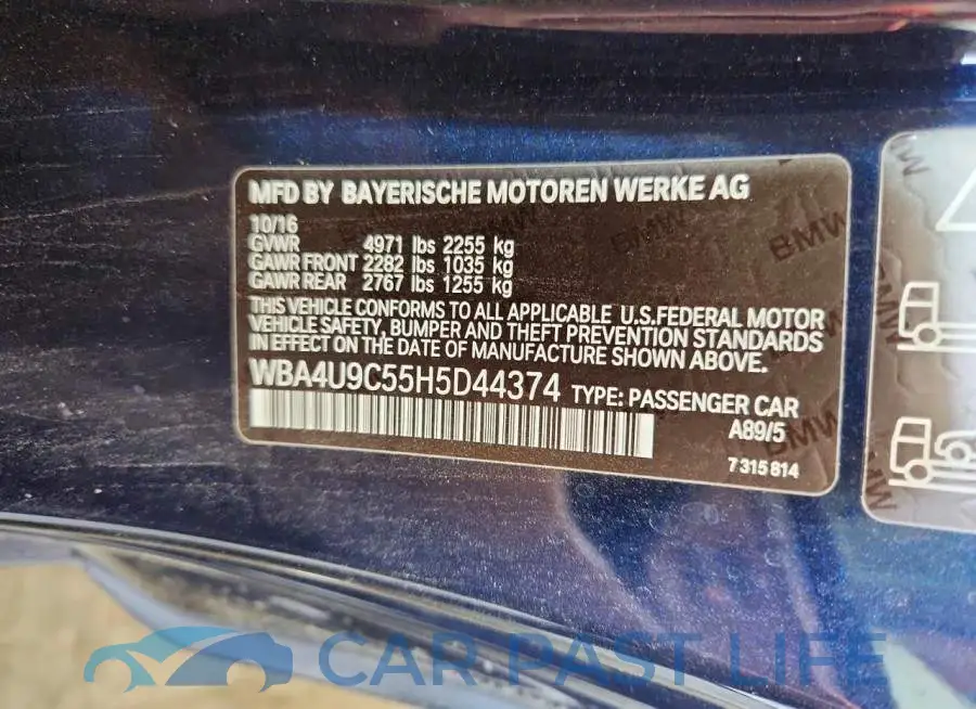WBA4U9C55H5D44374# 12