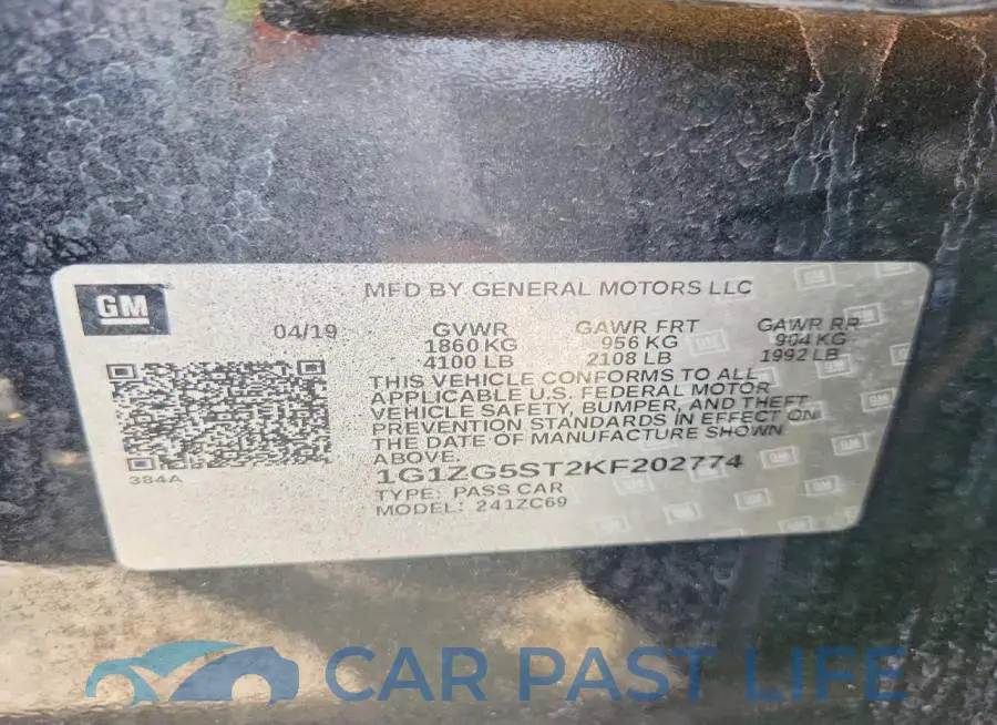 1G1ZG5ST2KF202774# 12