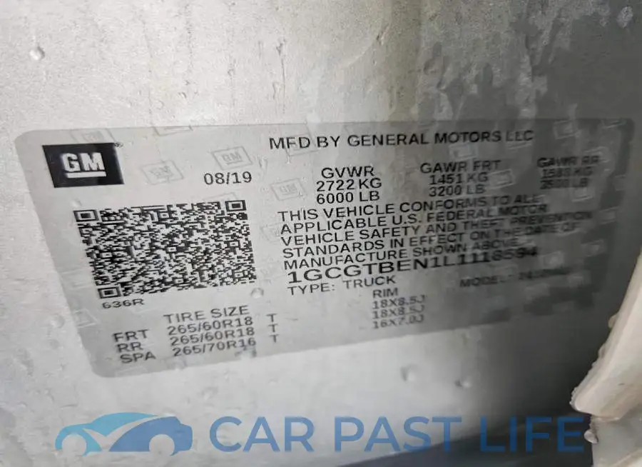1GCGTBEN1L1118594# 12
