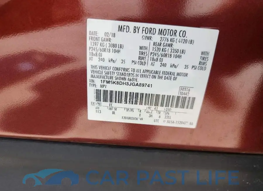 1FM5K8DH8JGA89741# 13