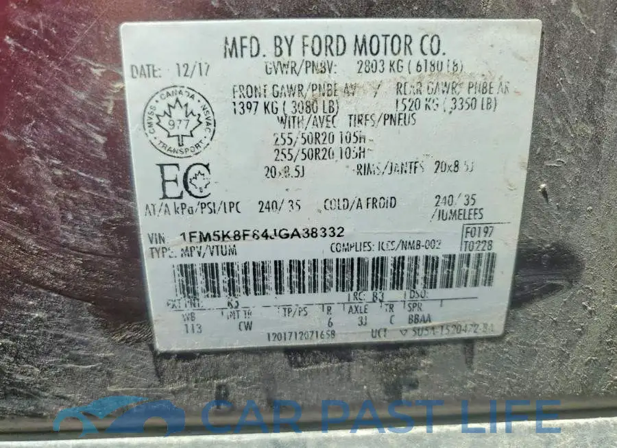 1FM5K8F84JGA38332# 13