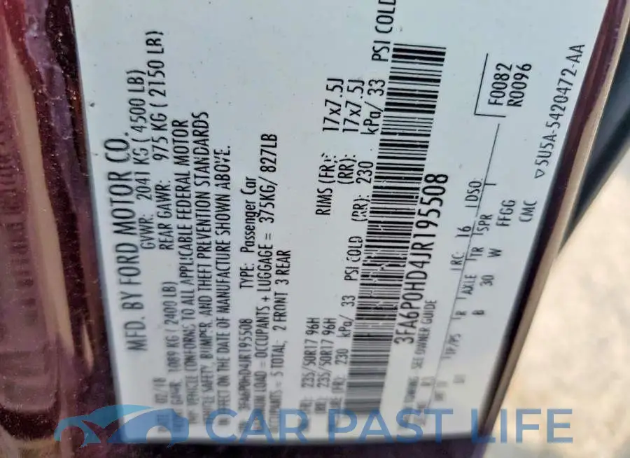 3FA6P0HD4JR195508# 13