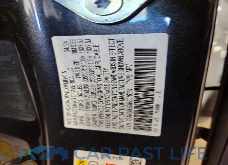 7FARS6H5XRE076364# 13