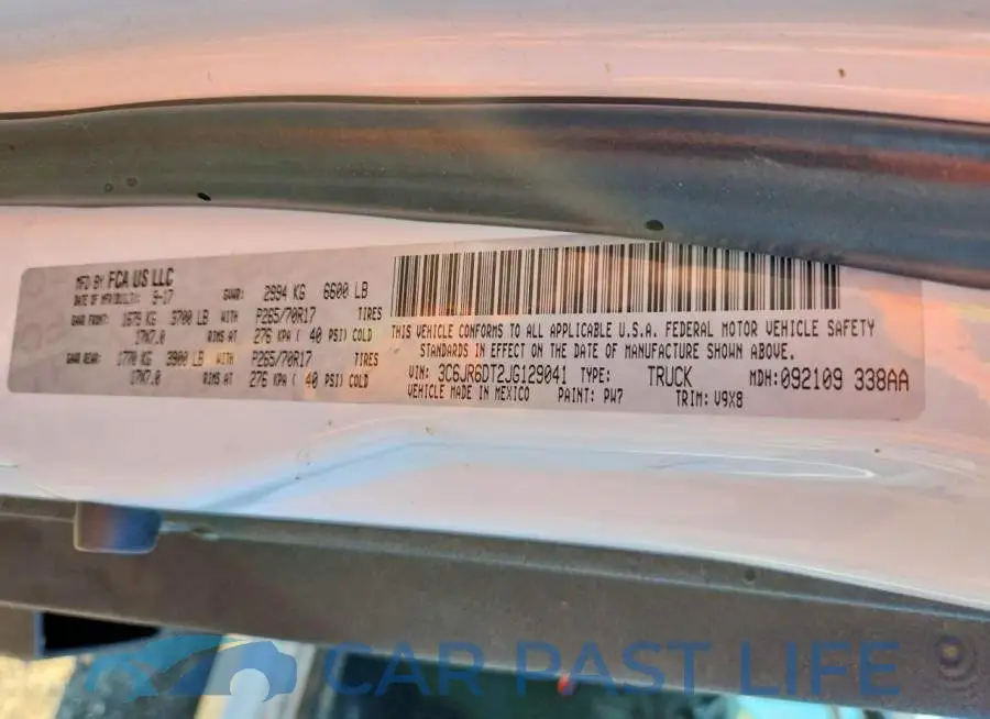 3C6JR6DT2JG129041# 12