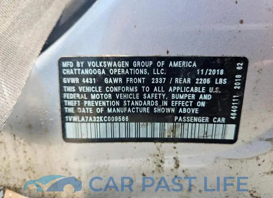 1VWLA7A32KC009566# 13