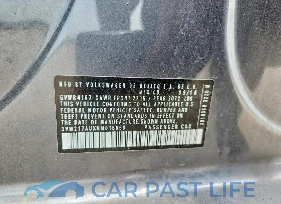 3VW217AUXHM015658# 12