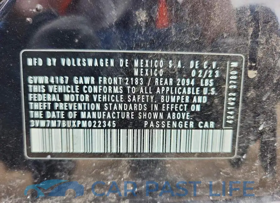 3VW7M7BUXPM022345# 13