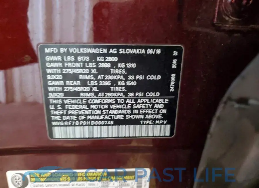 WVGRF7BP9HD000748# 13