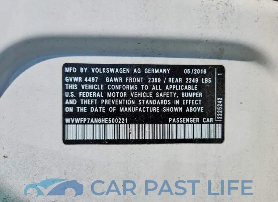 WVWFP7AN6HE500221# 12