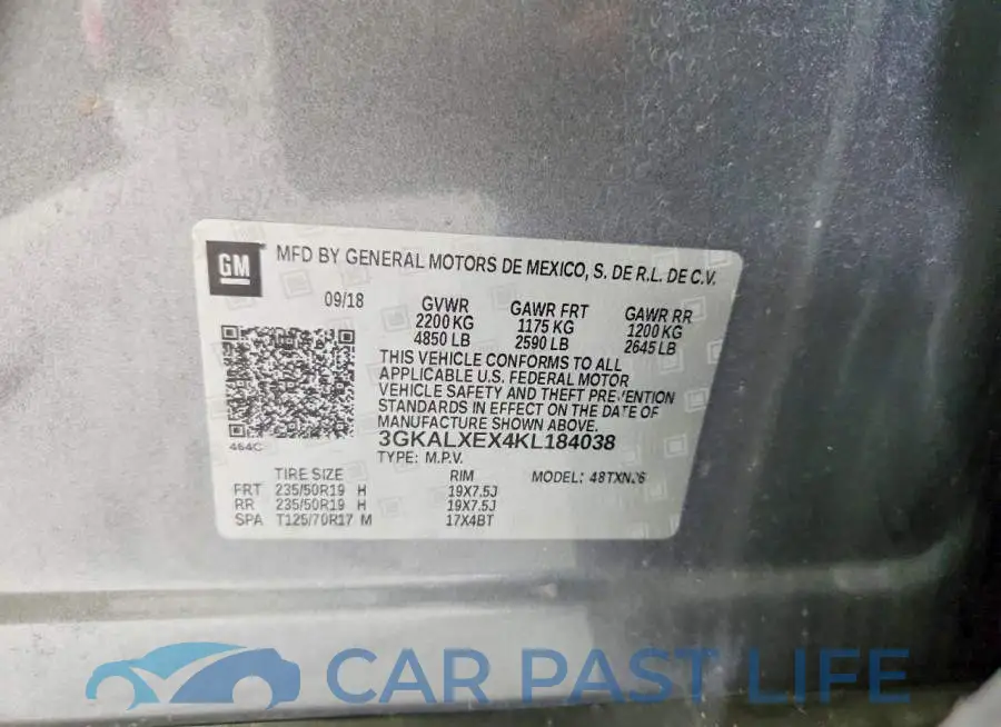 3GKALXEX4KL184038# 12