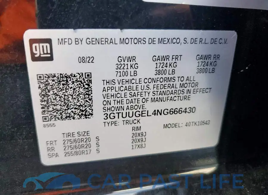 3GTUUGEL4NG666430# 12