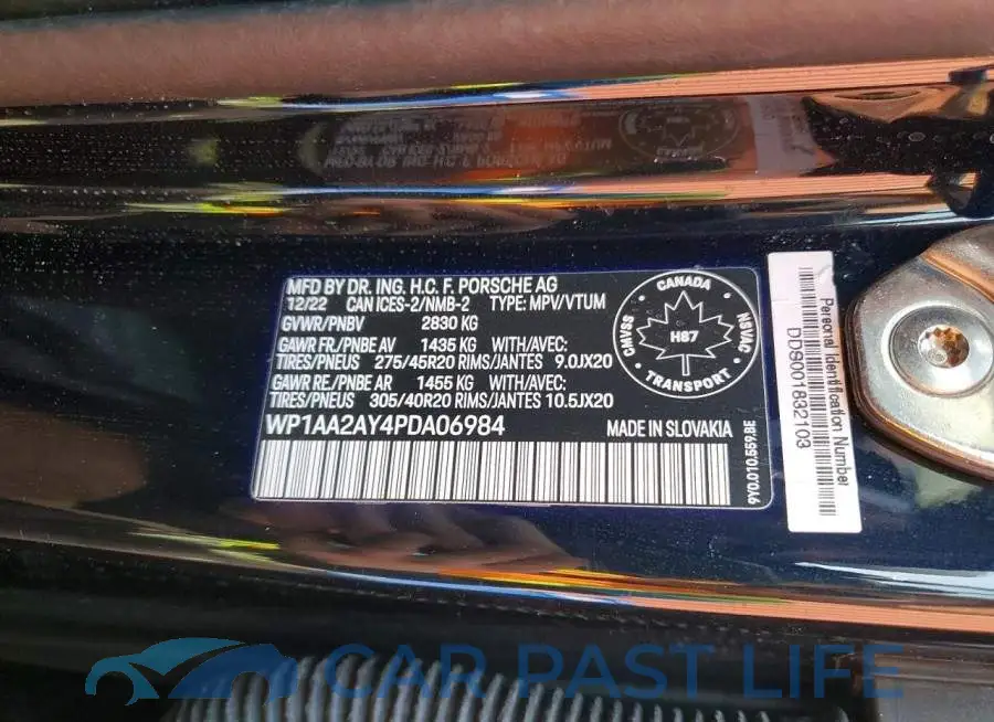 WP1AA2AY4PDA06984# 13