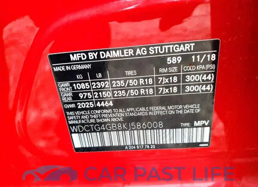 WDCTG4GB8KJ586008# 13
