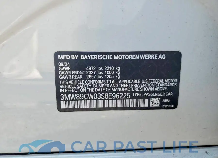 3MW89CW03S8E96225# 12