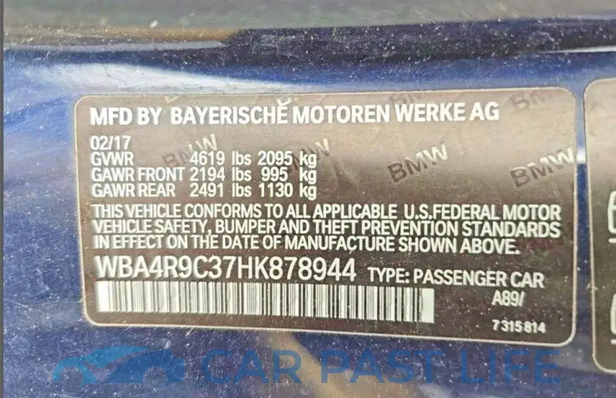WBA4R9C37HK878944# 10