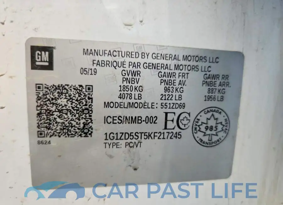 1G1ZD5ST5KF217245# 12