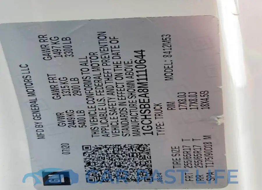 1GCHSBEA8M1110644# 12