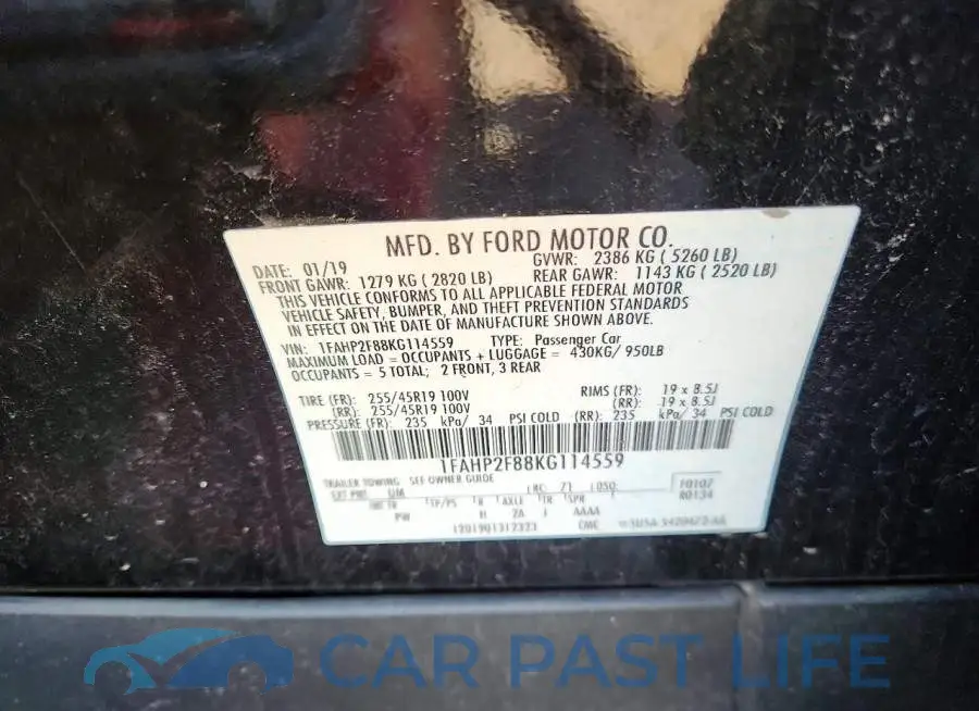 1FAHP2F88KG114559# 12