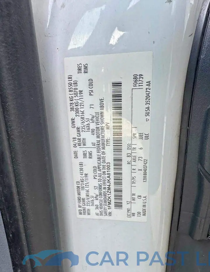 1FMZK1ZM4JKA81003# 10
