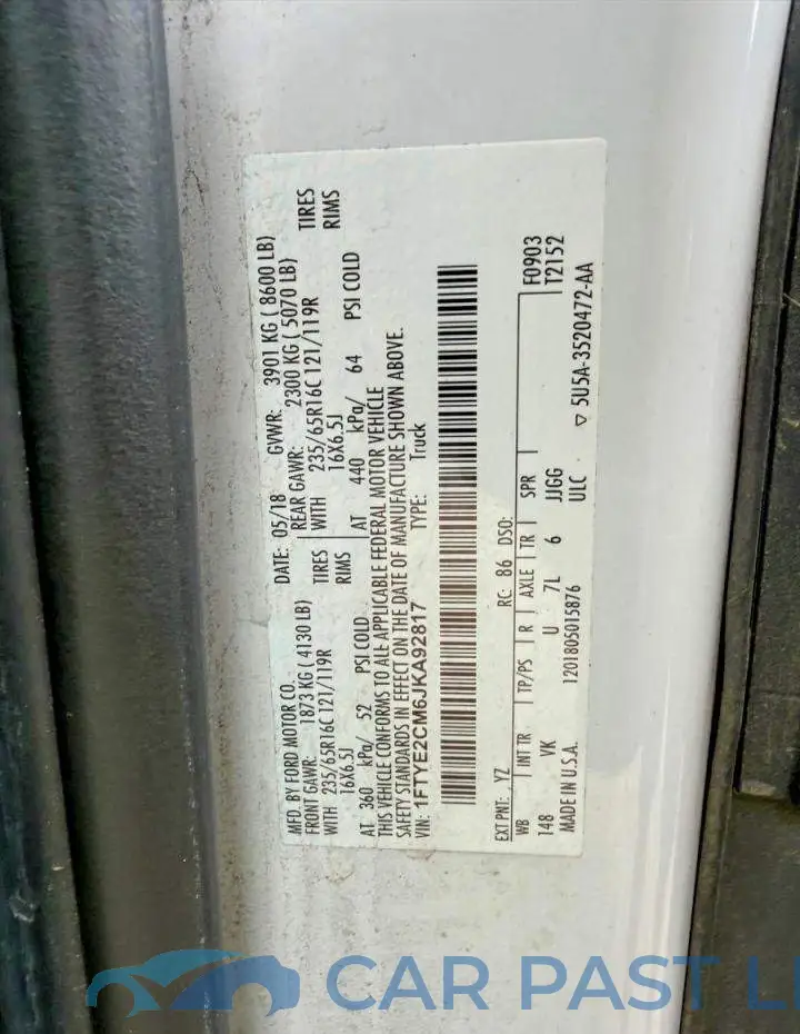 1FTYE2CM6JKA92817# 10