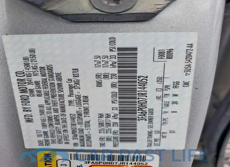3FA6P0HD7JR144052# 12