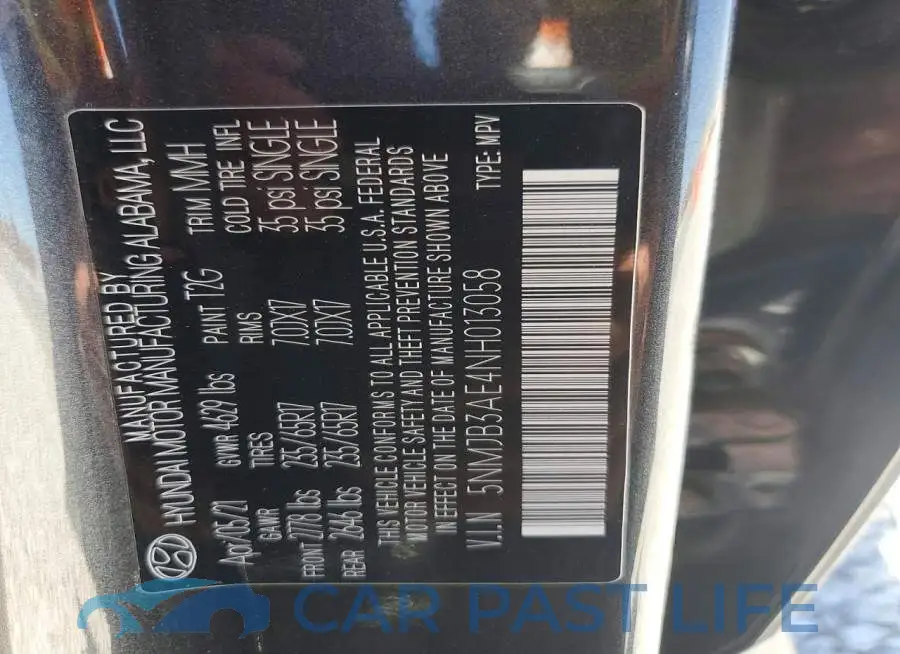 5NMJB3AE4NH013058# 12