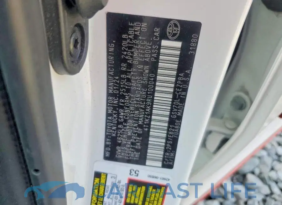 4T1KZ1AK9RU100040# 12