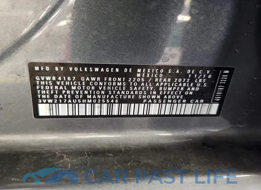 3VW217AU5HM025546# 13