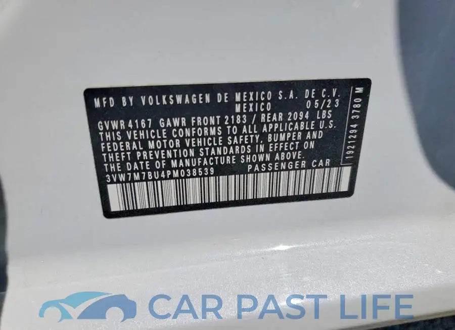 3VW7M7BU4PM038539# 12
