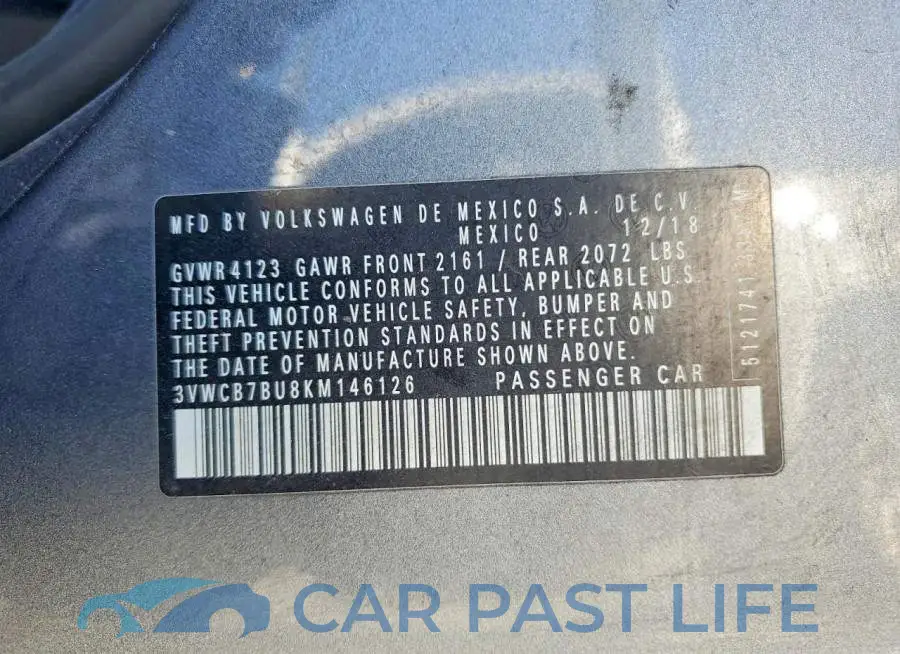 3VWCB7BU8KM146126# 12