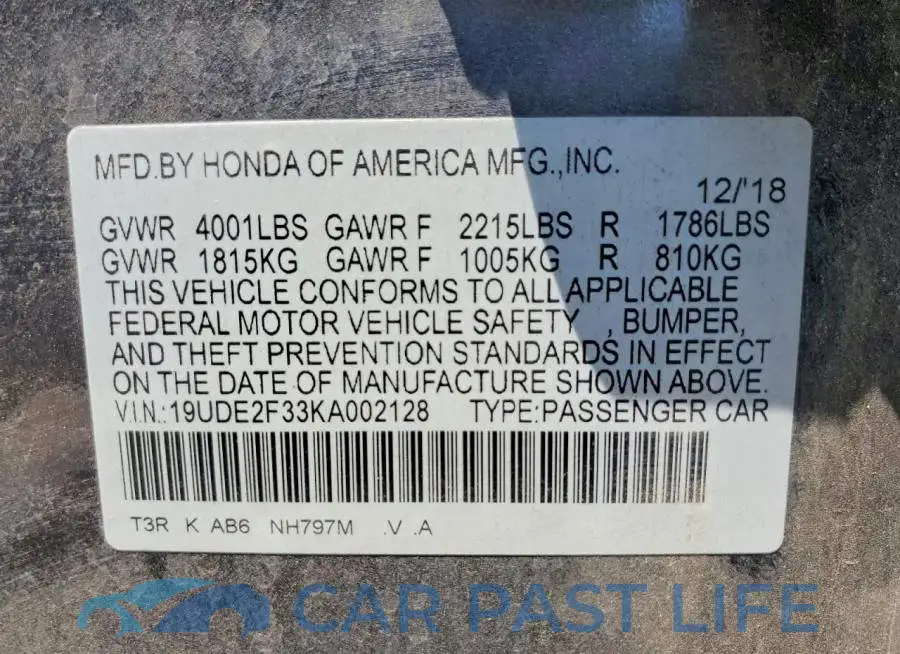 19UDE2F33KA002128# 13