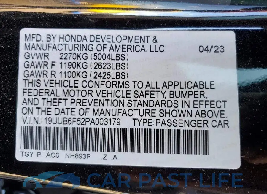 19UUB6F52PA003179# 12