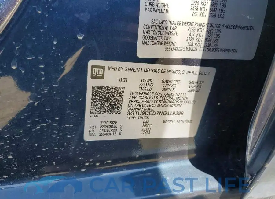 3GTU9DED7NG119399# 12