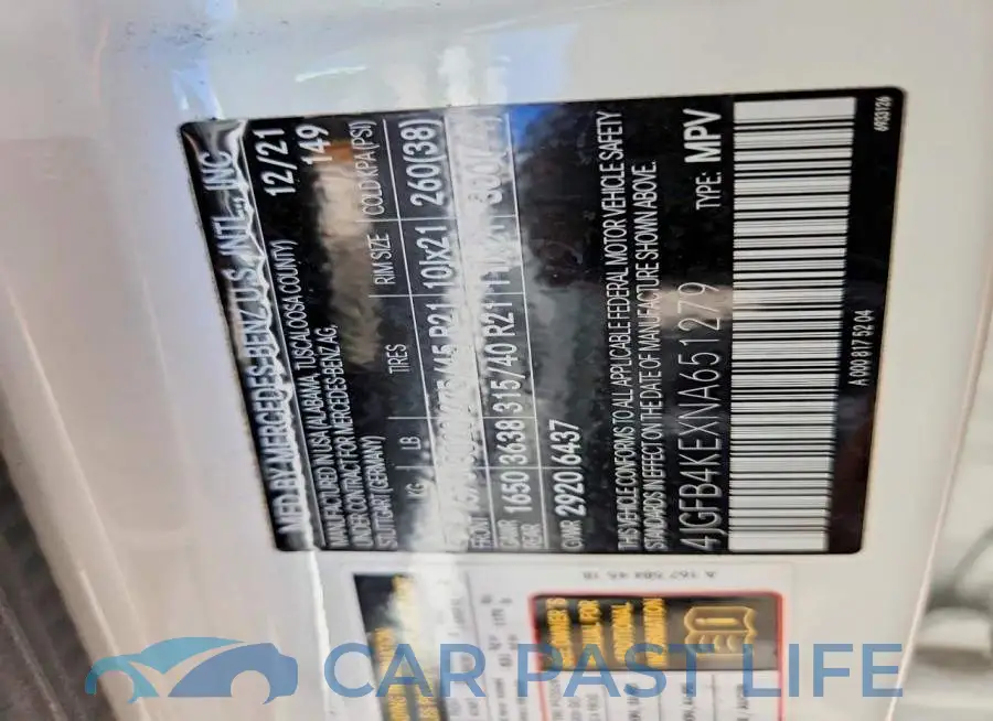 4JGFB4KEXNA651279# 12