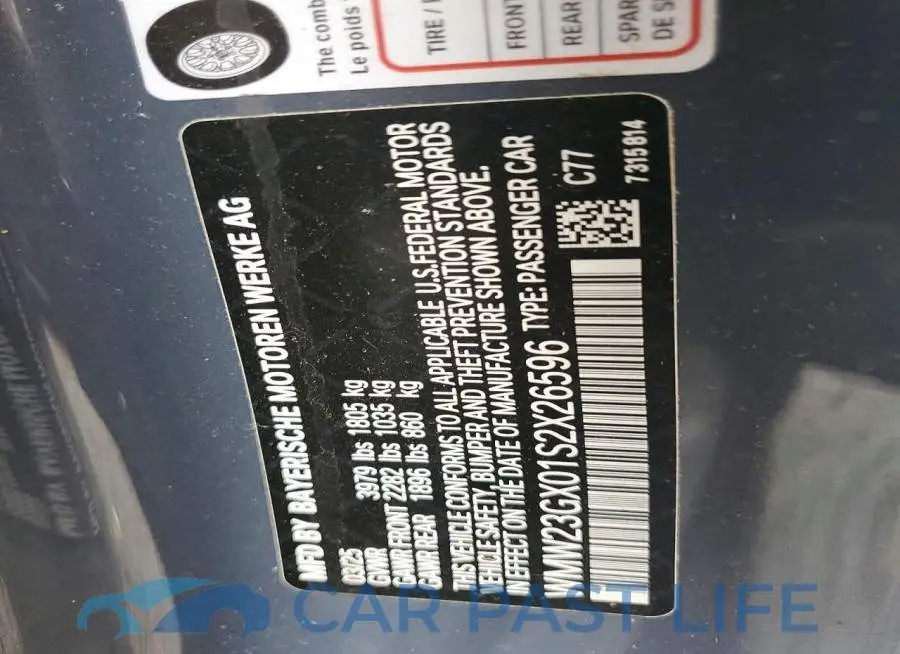 WMW23GX01S2X26596# 12